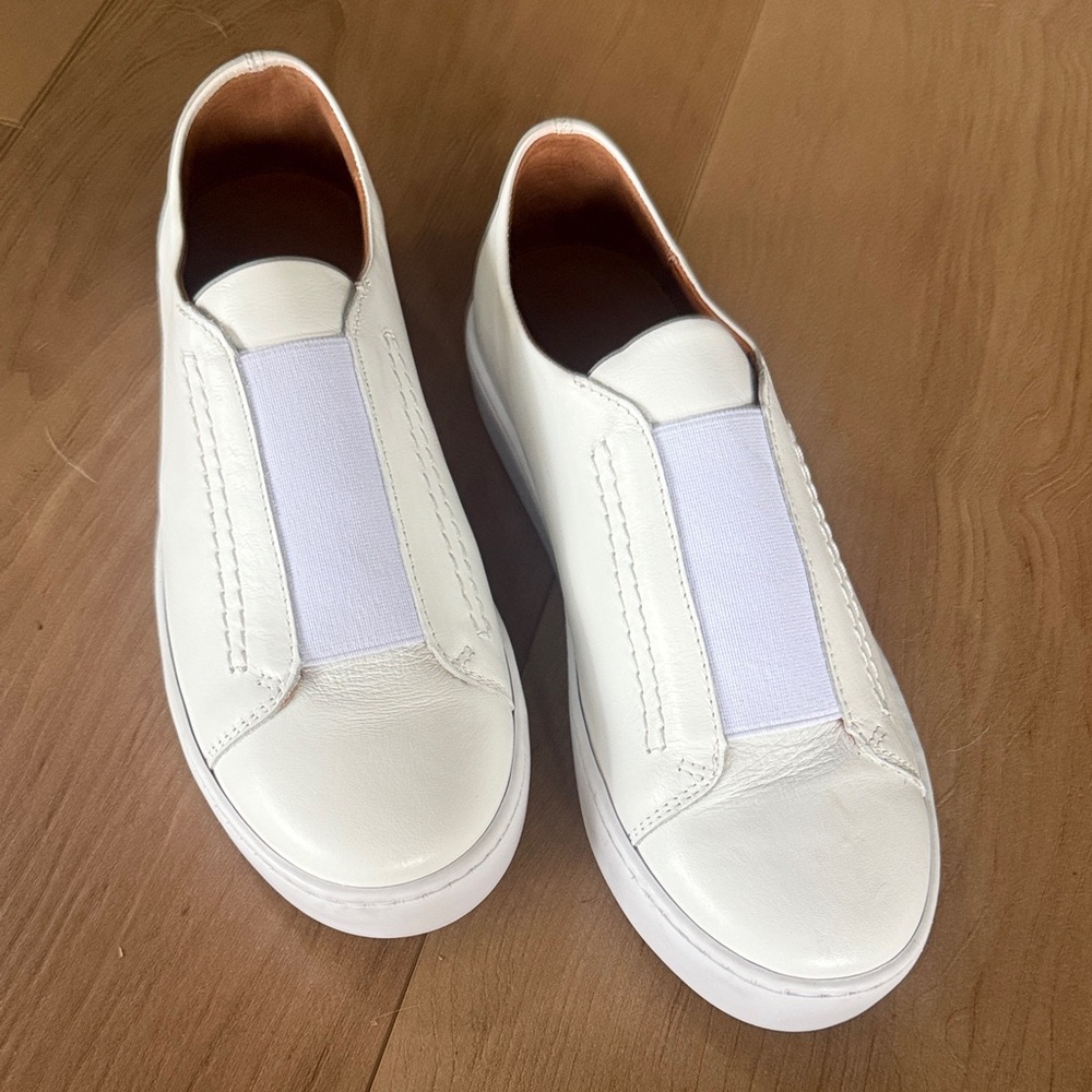 Garnet Hill White Slip-On Athletic Shoes 39